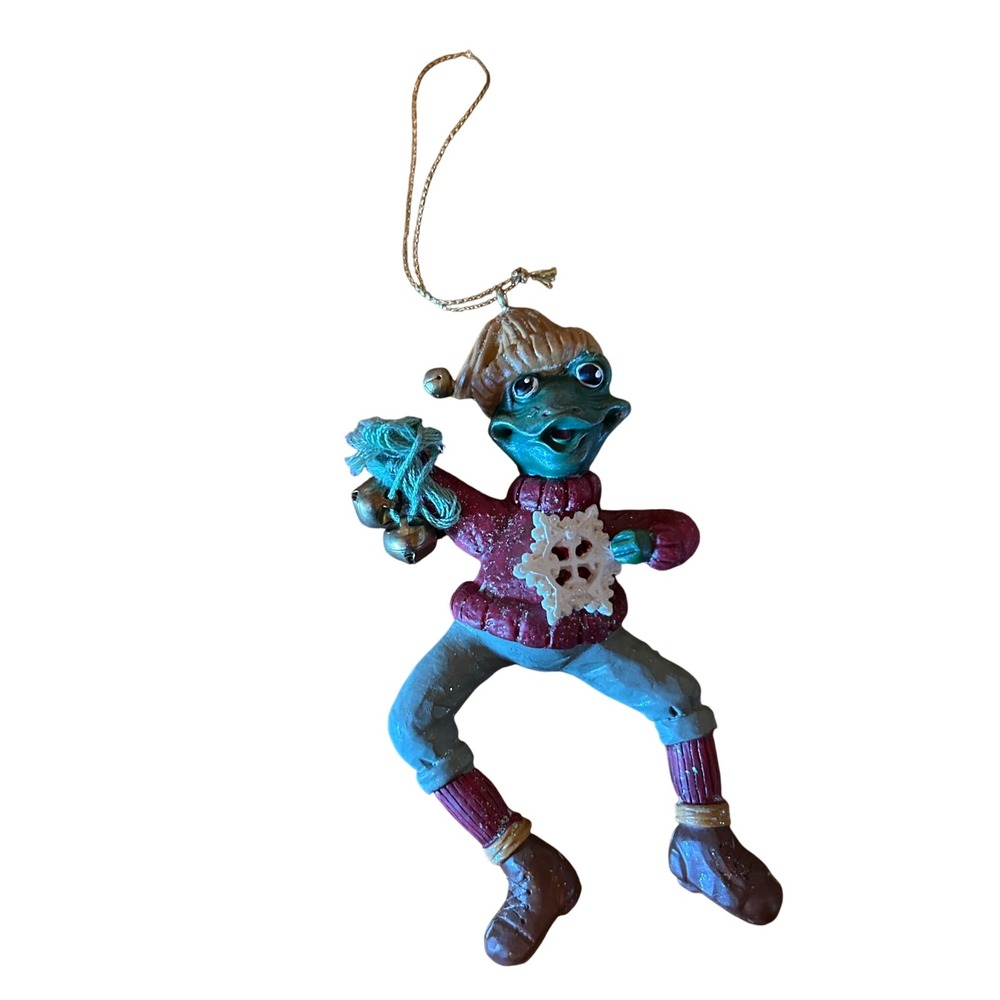 Vintage Kurt Adler‎ Frogtastic Ornament with Bells Ugly Sweater Christmas